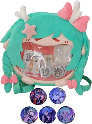Kawaii Backpack with Kawaii Pin and Accessories, Comic-Con y2k Shoulder Bag Daypack cute Backpack Grunge Itabag Purse (Deer)