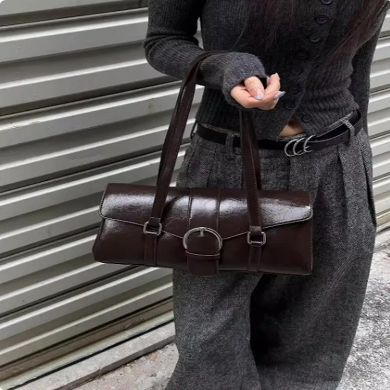 Ladies' One Shoulder Vintage Baguette Tube Handbag