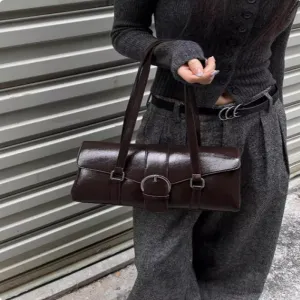 Ladies' One Shoulder Vintage Baguette Tube Handbag