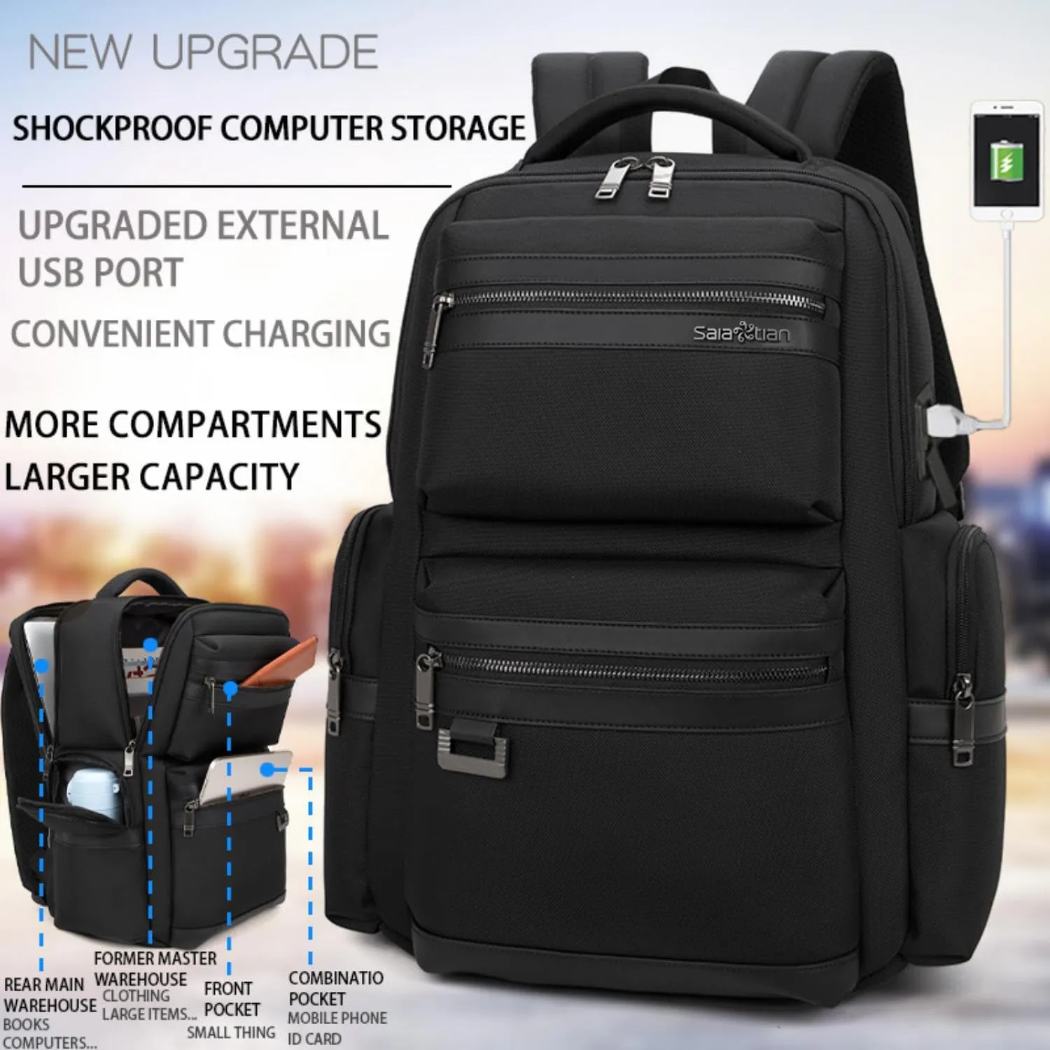 Laptop Backpack for Men,Laptop Backpack Casual Business Bag Large Capacity Business Travel Multifunctional Computer Bag ，work bookback for men,carry on backpack,Clean with one wipe.