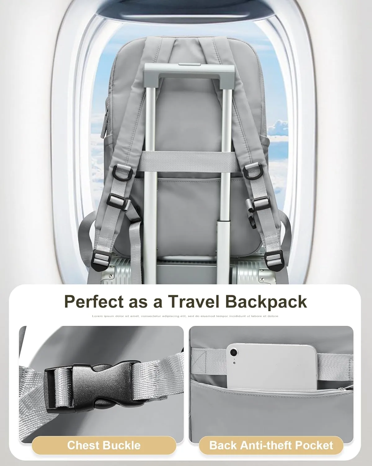 Laptop Backpack for Women Large Travel Backpack for Men Gym Work Teacher Backpack with Laptop Compartment Casual Daypack Backpacks Grey