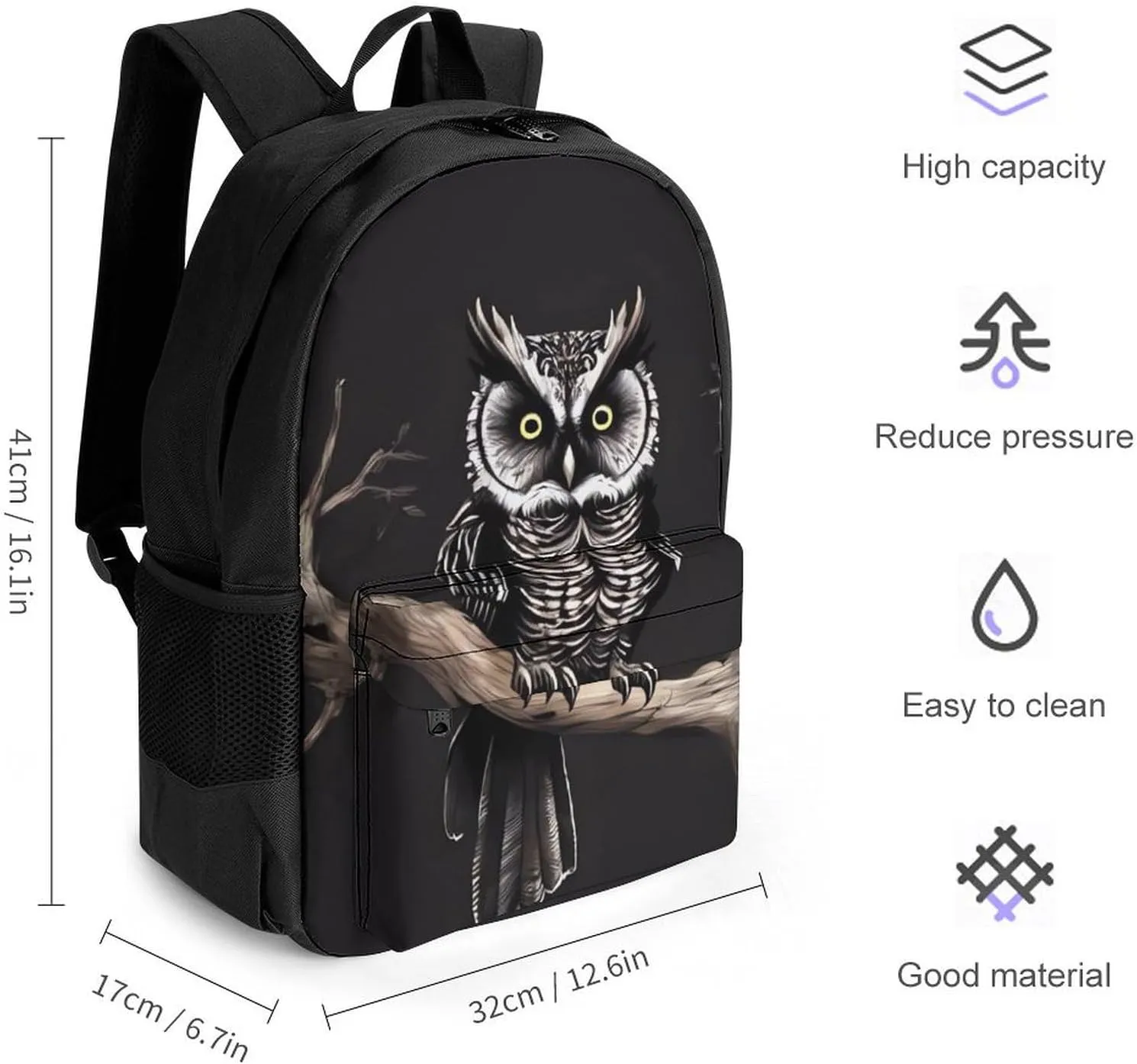 Laptop Backpack for Women Men Daypack Late Night Owl Backpacks Computer Bag Travel Laptop Bag Casual Work Bag
