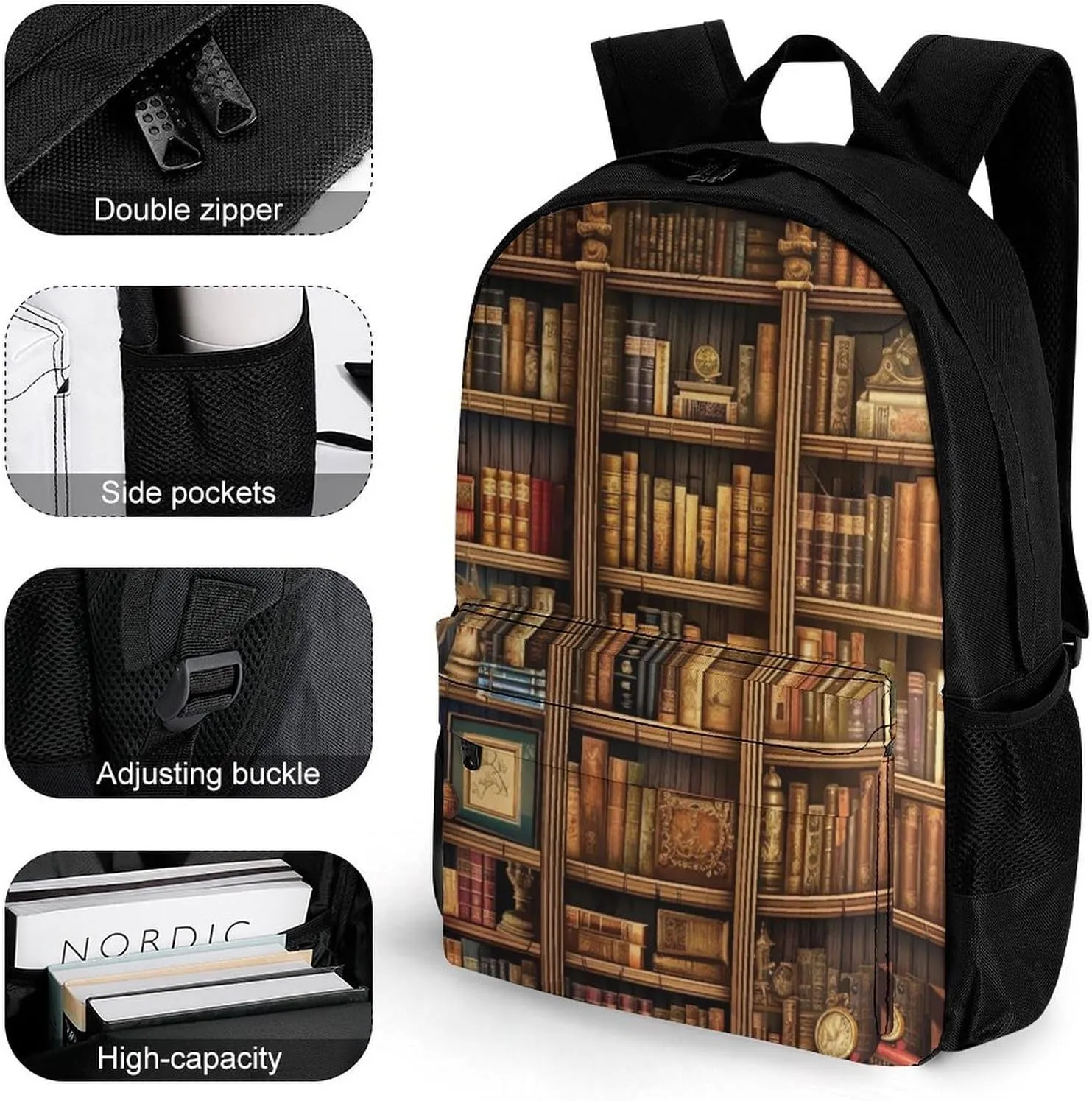 Laptop Backpack for Women Men Daypack Library Bookshelf Book Backpacks Computer Bag Travel Laptop Bag Casual Work Bag