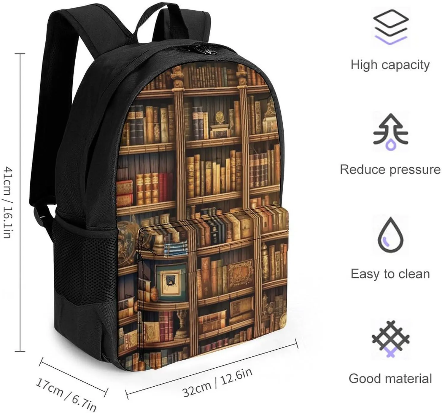 Laptop Backpack for Women Men Daypack Library Bookshelf Book Backpacks Computer Bag Travel Laptop Bag Casual Work Bag