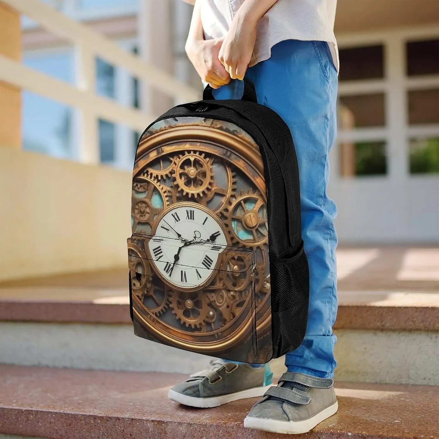 Laptop Backpack for Women Men Daypack Rusty Steampunk Clock Backpacks Computer Bag Travel Laptop Bag Casual Work Bag