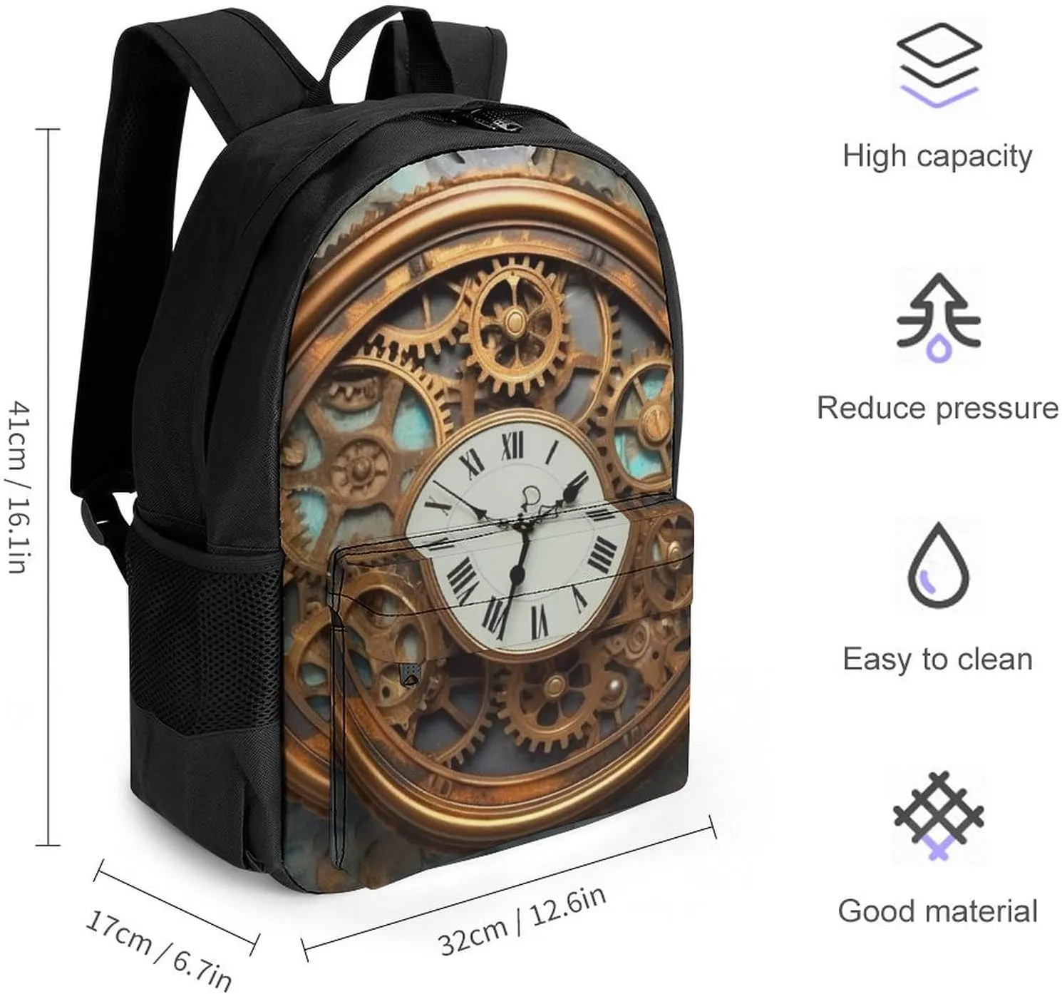 Laptop Backpack for Women Men Daypack Rusty Steampunk Clock Backpacks Computer Bag Travel Laptop Bag Casual Work Bag