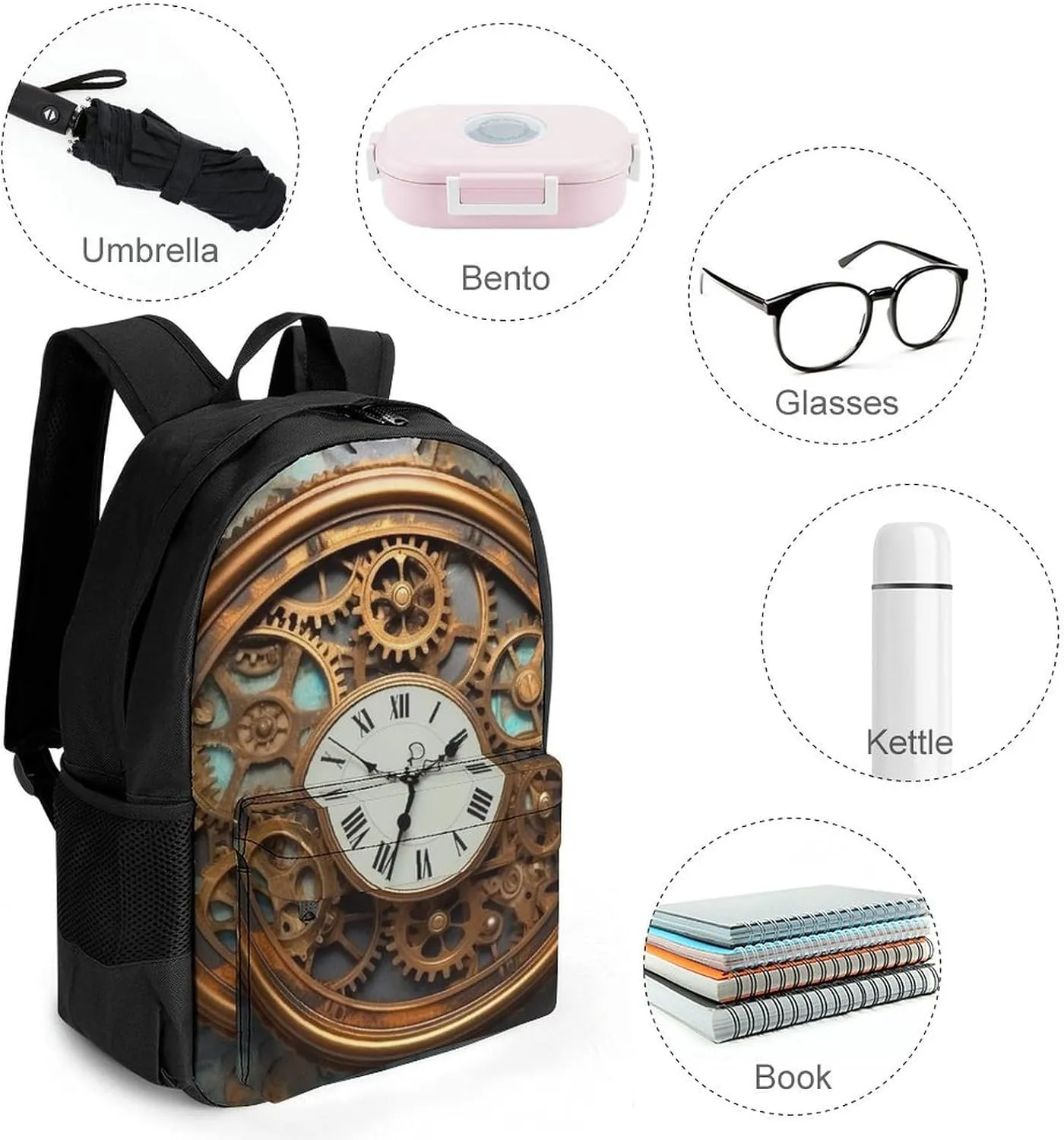 Laptop Backpack for Women Men Daypack Rusty Steampunk Clock Backpacks Computer Bag Travel Laptop Bag Casual Work Bag