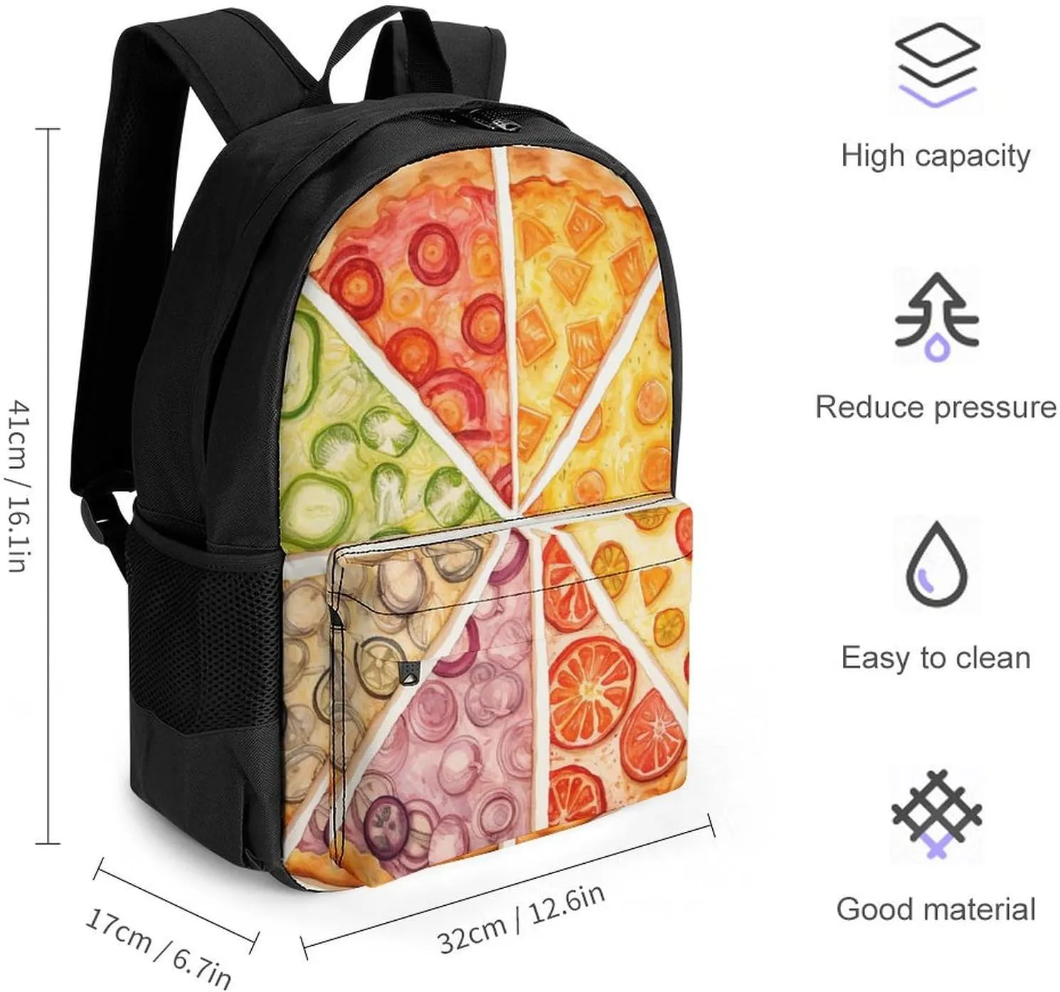 Laptop Backpack for Women Men Daypack Sliced Pizza Backpacks Computer Bag Travel Laptop Bag Casual Work Bag