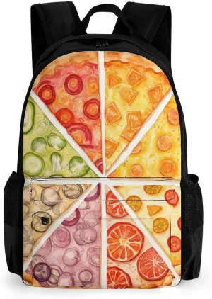 Laptop Backpack for Women Men Daypack Sliced Pizza Backpacks Computer Bag Travel Laptop Bag Casual Work Bag