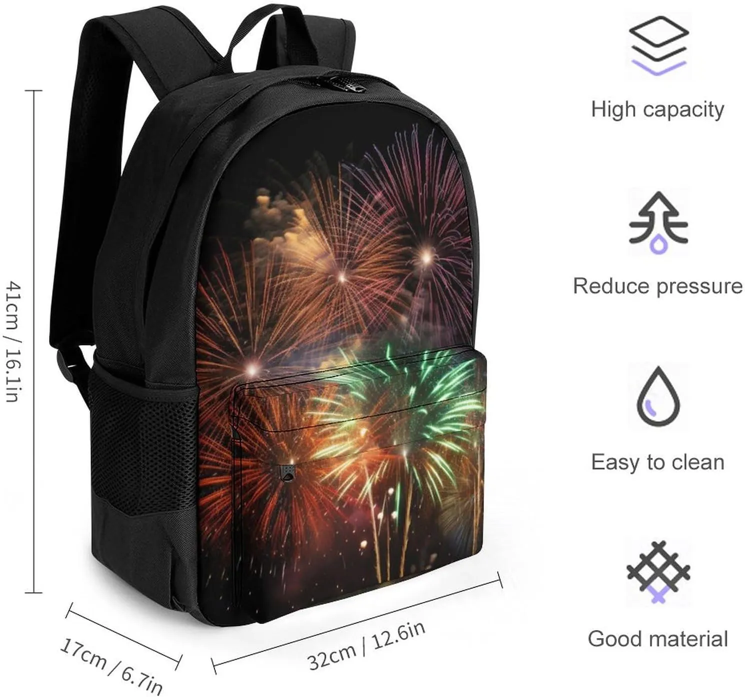 Laptop Backpack for Women Men Daypack Splendid Fireworks Backpacks Computer Bag Travel Laptop Bag Casual Work Bag