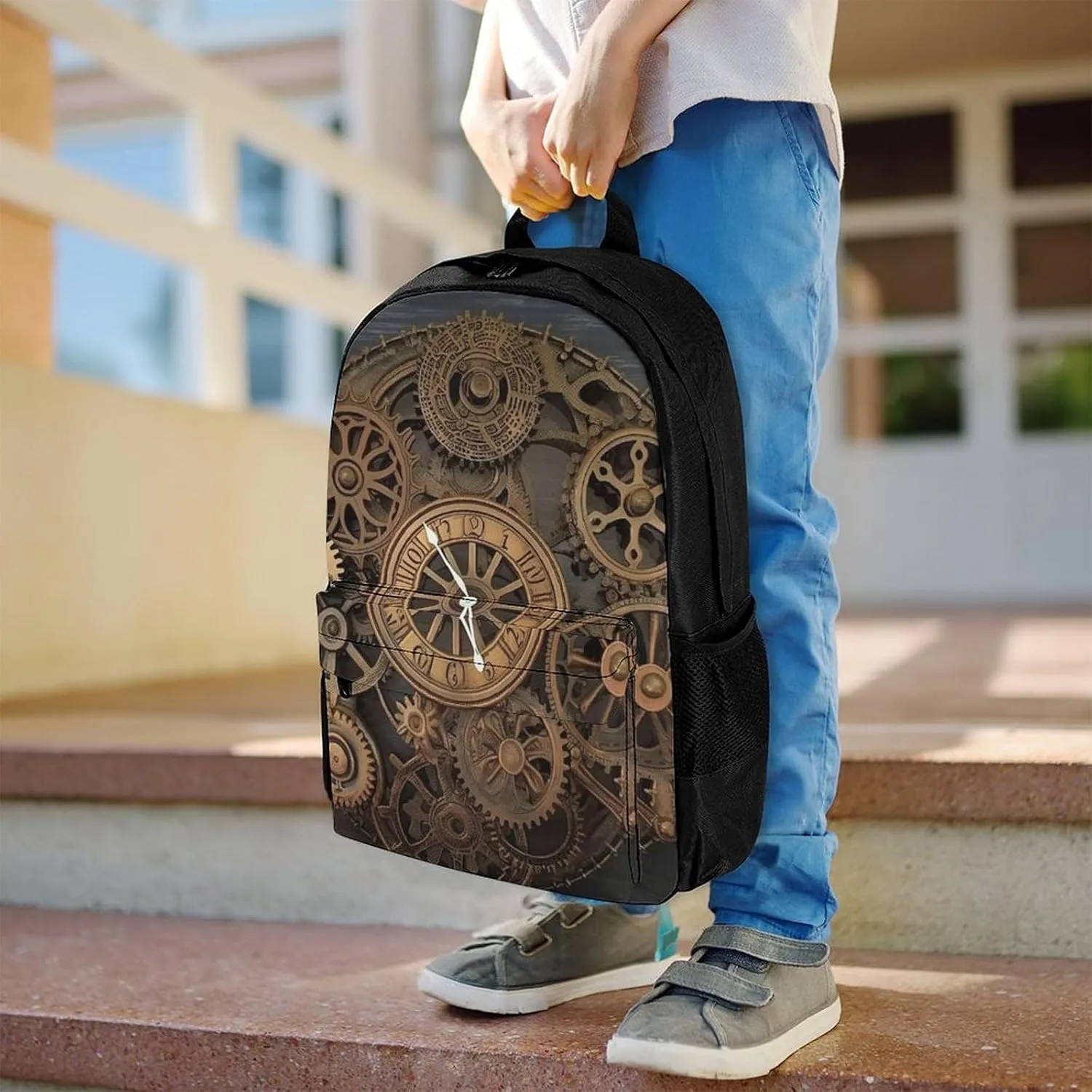 Laptop Backpack for Women Men Daypack Steampunk Gears Clock Backpacks Computer Bag Travel Laptop Bag Casual Work Bag
