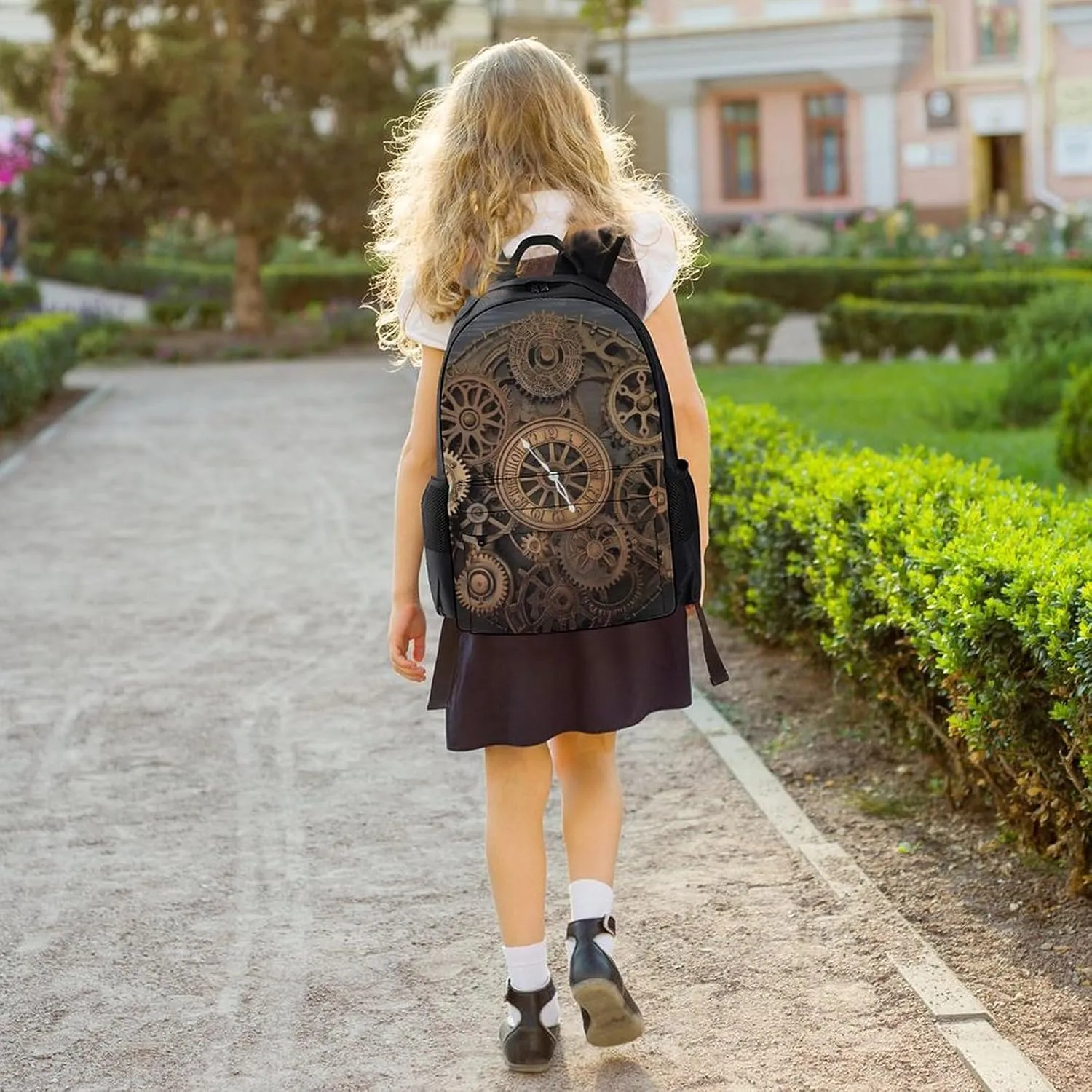 Laptop Backpack for Women Men Daypack Steampunk Gears Clock Backpacks Computer Bag Travel Laptop Bag Casual Work Bag
