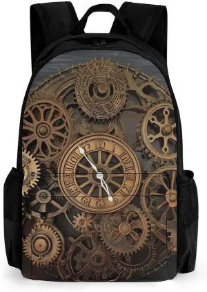 Laptop Backpack for Women Men Daypack Steampunk Gears Clock Backpacks Computer Bag Travel Laptop Bag Casual Work Bag
