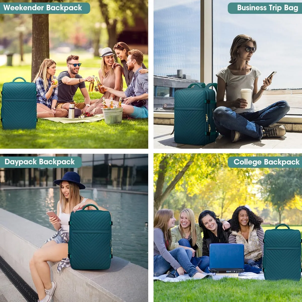 Large Carry On Travel Backpack - Flight Approved Waterproof Luggage Suitcase Backpacks Personal Item Size for Women Men Fit 17 Inch Laptop College Overnight Bag Anti-Theft Weekender Daypack Blue