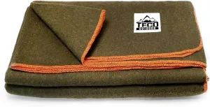 Large Military Wool Blanket by Teco Outdoor- Warm & Thick Emergency Survival Blanket Great for Camping, Outdoors, Sports Events- Washable First-Aid Fire Retardant Throw Blanket- 4.5 lbs, 64" x 88"