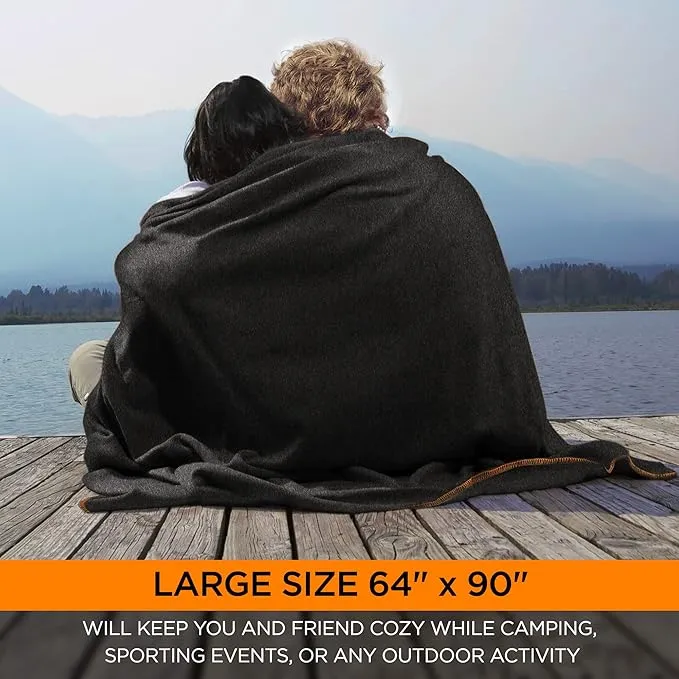 Large Military Wool Blanket by Teco Outdoor- Warm & Thick Emergency Survival Blanket Great for Camping, Outdoors, Sports Events- Washable First-Aid Fire Retardant Throw Blanket- 4.5 lbs, 64" x 88"