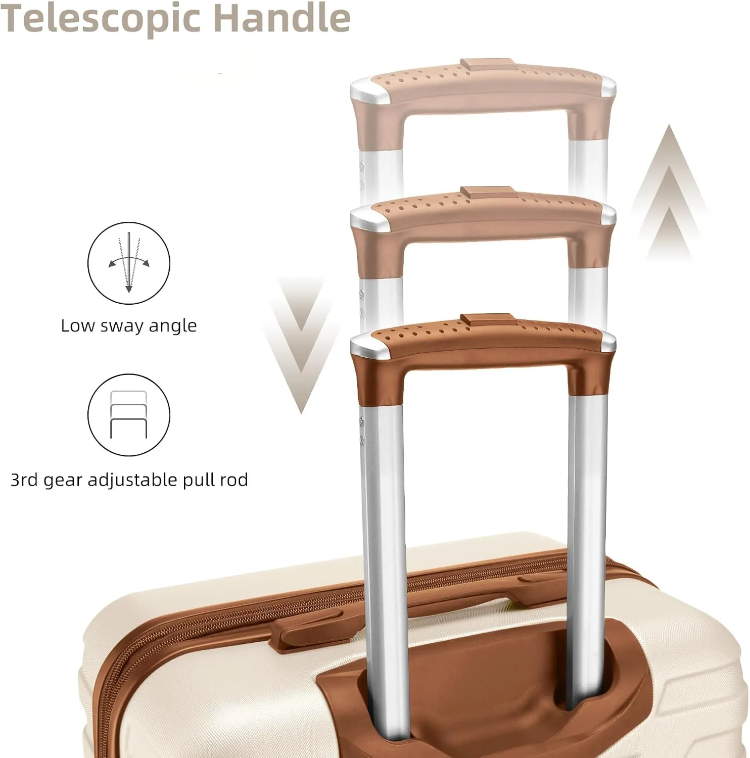 LARVENDER Luggage Sets 3 Piece, Hardside 20 Inch Carry on Luggage Airline Approved Suitcase Set with Spinner Wheels TSA Lock, Lightweight Rolling Suitcase for Men and Women, White Brown