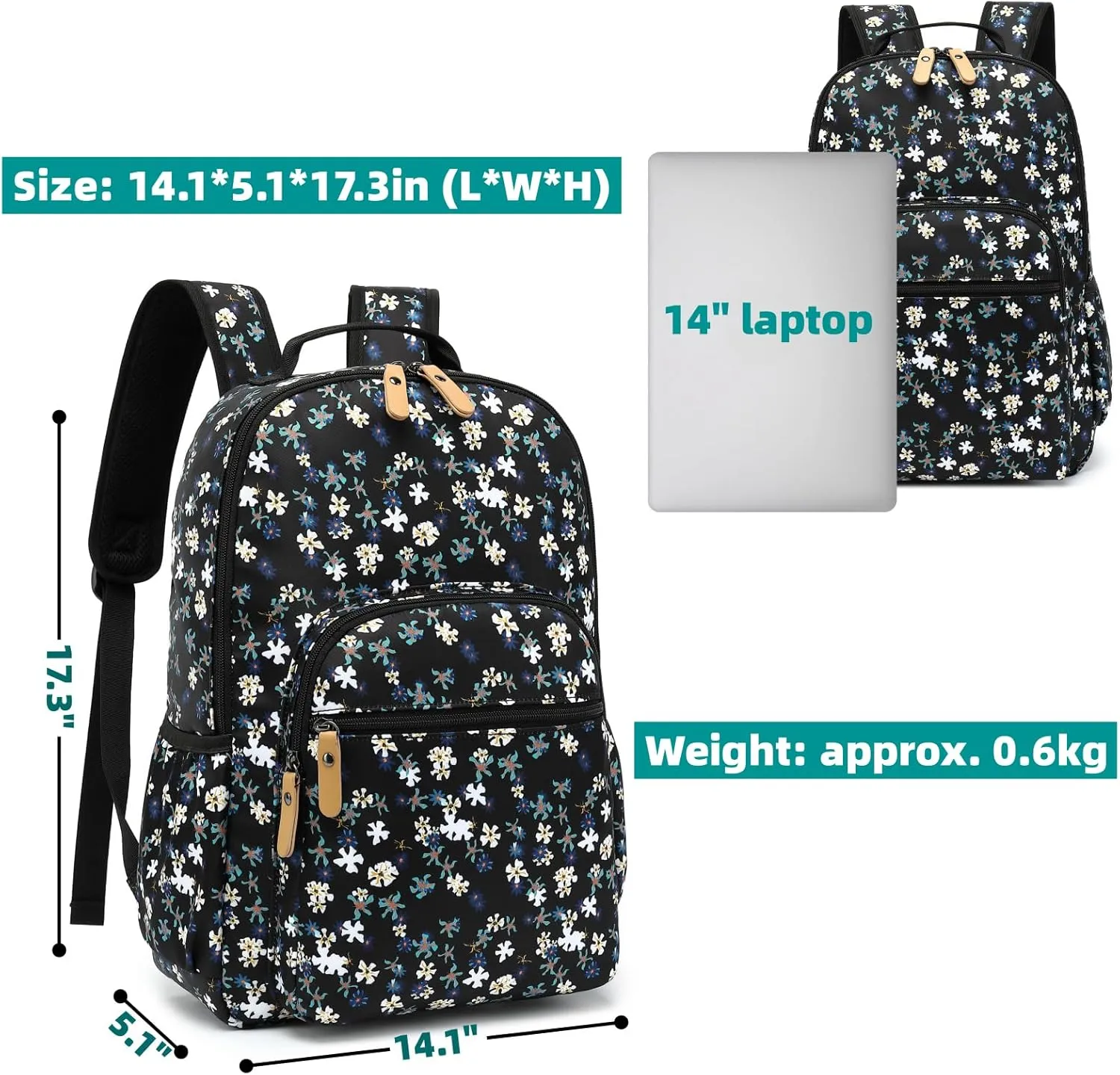 Leaper Pentagram Print Backpack Starry Sky Laptop Backpack Travel Backpack for Women School Backpack for Girls Kids College Backpack Daypack Bookbags Satchel Galaxy Satchel Black