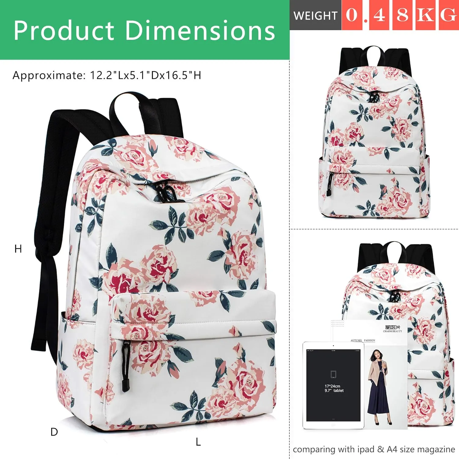 Leaper Travel Backpack for Women Girls Water Resistant Backpack for School Laptop Backpack Kids Backpack Kawaii Bookbag