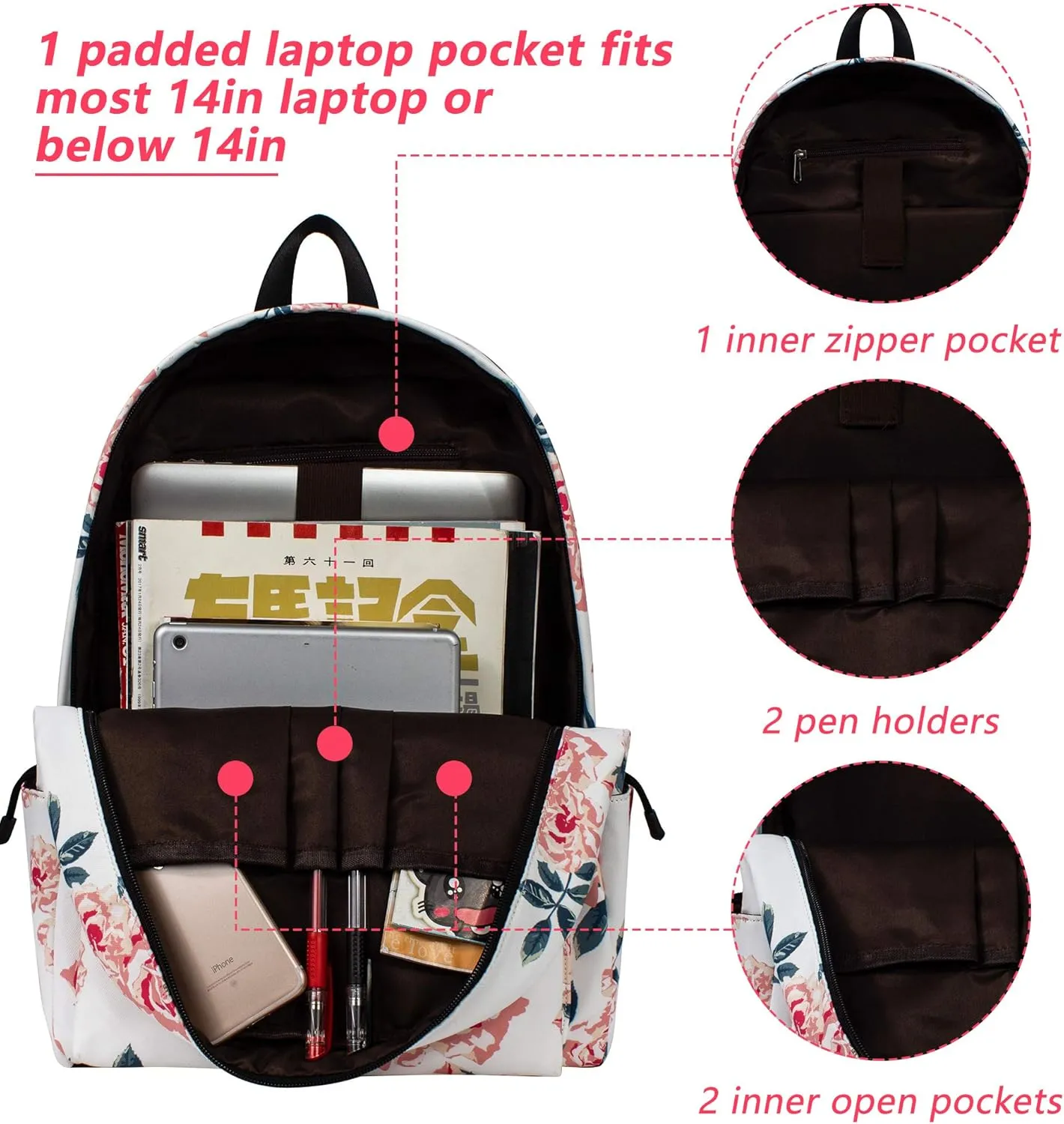 Leaper Travel Backpack for Women Girls Water Resistant Backpack for School Laptop Backpack Kids Backpack Kawaii Bookbag