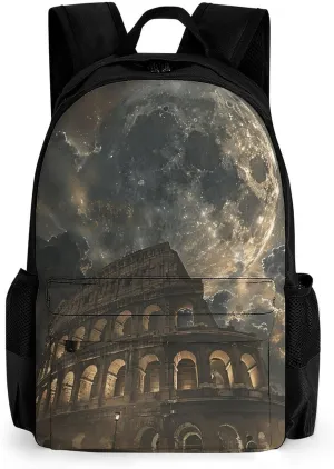 Lightweight Laptop Backpack for Women Men Travel Backpacks Rome Moon Shines Laptop Bag Casual Daypack