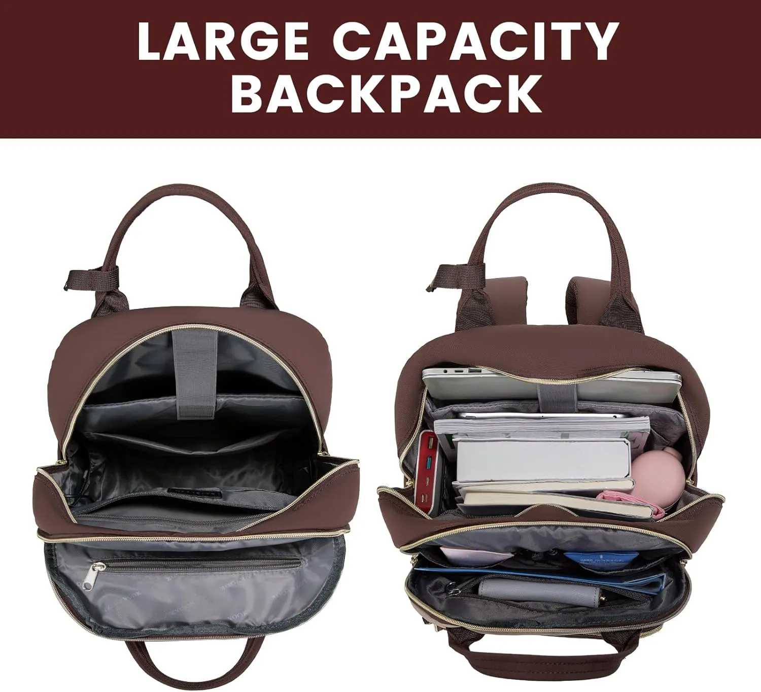 LOVEVOOK Backpack for Women,Laptop Backpack Women,Fits 15.6 Inch Laptop Bag,School Backpacks,Fashion Travel Work Anti-theft Bag,Waterproof Business Computer College Backpack Purse,Brown-Apricot