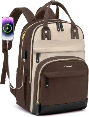 LOVEVOOK Backpack for Women,Laptop Backpack Women,Fits 15.6 Inch Laptop Bag,School Backpacks,Fashion Travel Work Anti-theft Bag,Waterproof Business Computer College Backpack Purse,Brown-Apricot
