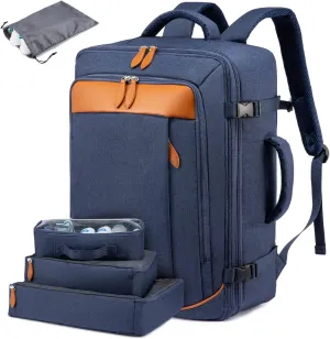 LOVEVOOK Carry on Backpack, 45L Large Travel Backpack for Women Men Airline Approved, Expandable Large Suitcase Backpacks With 4 Packing Cubes, Aer Travel Pack 3, Water Resistant Weekender Bag