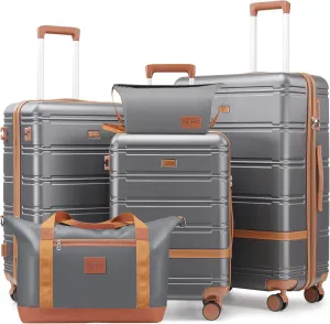 Luggage Sets 3 Piece, Suitcases with Wheels, Hardshell Suitcase Set, PC ABS Carry on Luggage Set with TSA Lock, Travel Luggage (Gray)