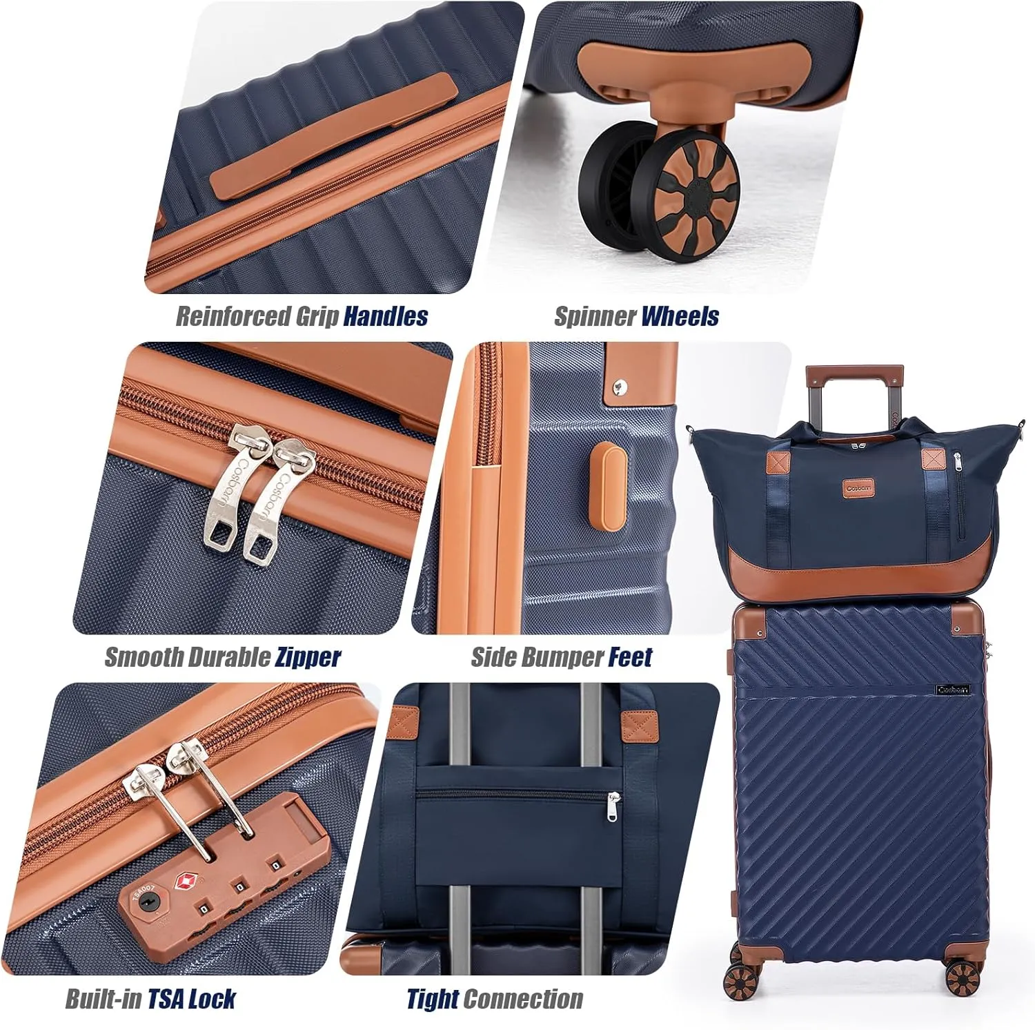 Luggage Sets 5 Piece Suitcases with Wheels, Suitcase Set ABS Hard Case Luggage with TSA Lock Spinner Wheels Durable Travel Luggage