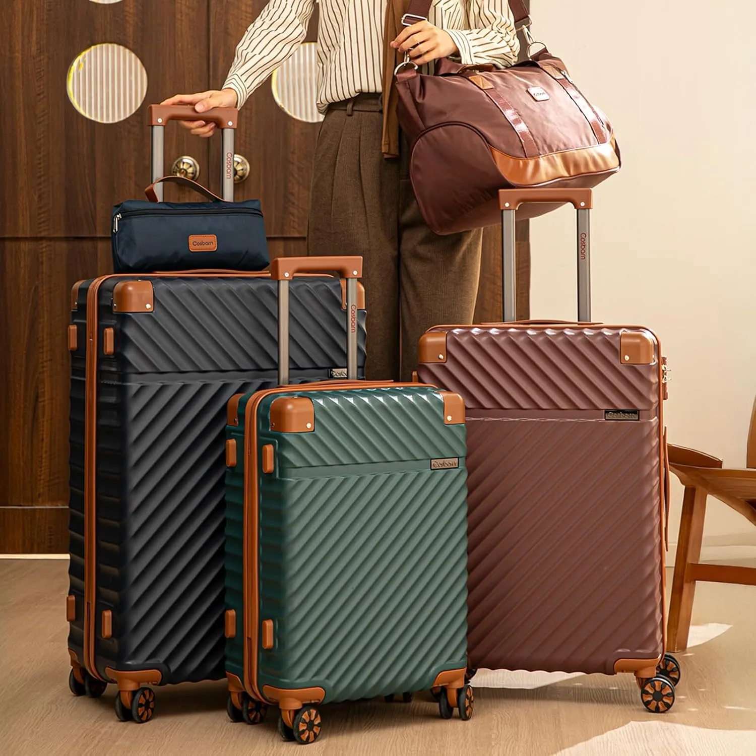 Luggage Sets 5 Piece Suitcases with Wheels, Suitcase Set ABS Hard Case Luggage with TSA Lock Spinner Wheels Durable Travel Luggage