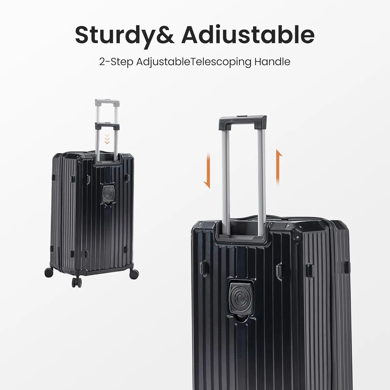 Luggage Sets of 4 Pieces, Travel Luggage Suitcase with TSA Lock, Collapsible Cup Holder, 360 Degree Silent Spinner Wheels for Travel (20"/24"/29"/Travel Bag) Black One Size