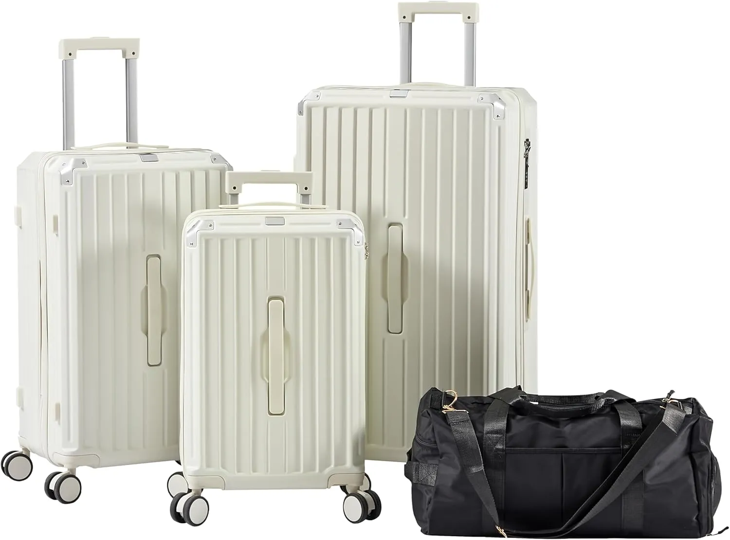 Luggage Sets of 4 Pieces, Travel Luggage Suitcase with TSA Lock, Collapsible Cup Holder, 360 Degree Silent Spinner Wheels for Travel (20"/24"/29"/Travel Bag) White One Size