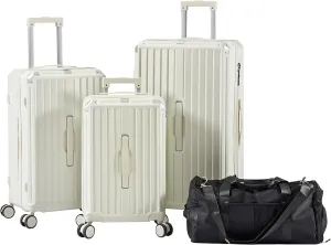 Luggage Sets of 4 Pieces, Travel Luggage Suitcase with TSA Lock, Collapsible Cup Holder, 360 Degree Silent Spinner Wheels for Travel (20"/24"/29"/Travel Bag) White One Size