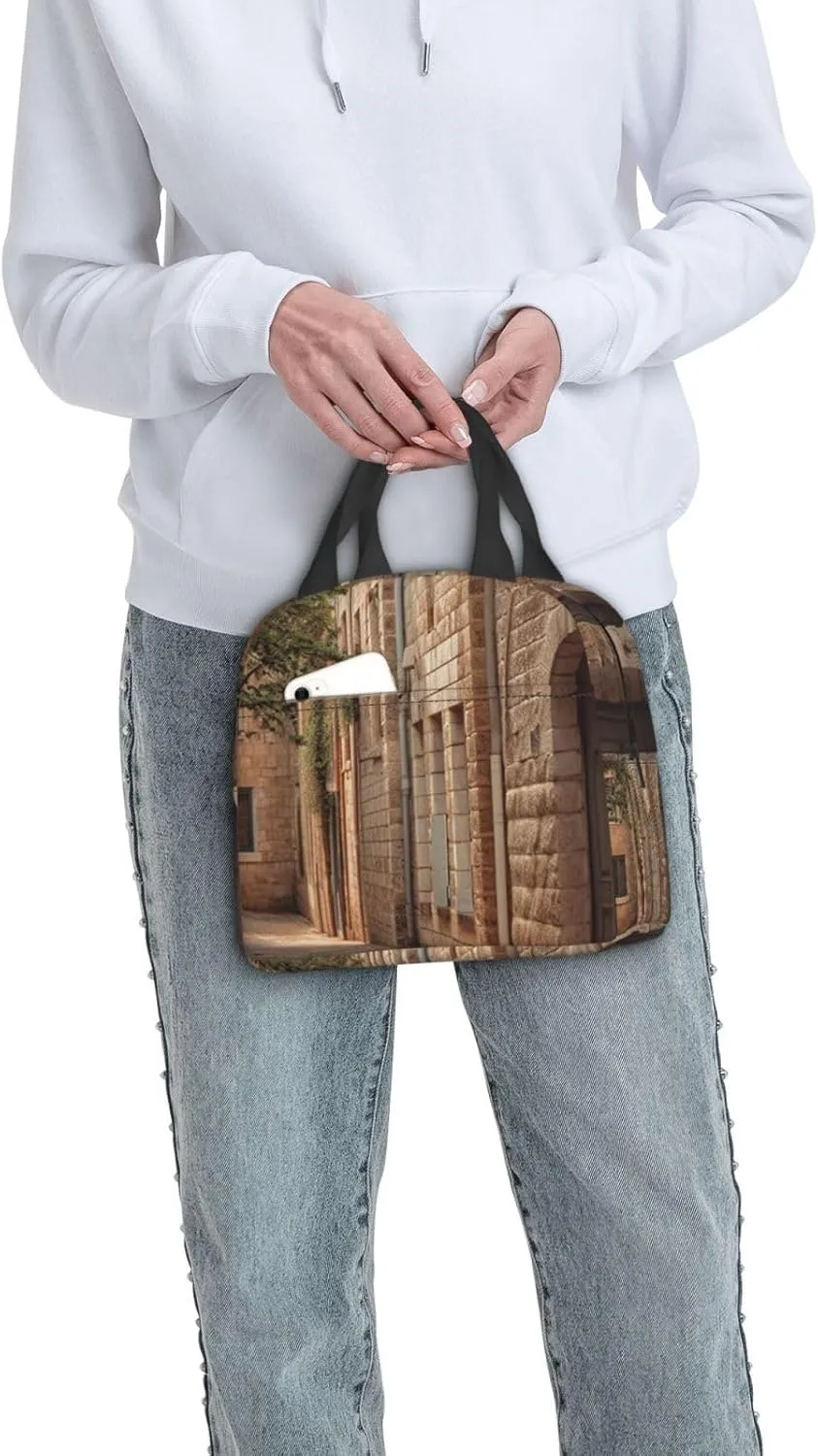 Lunch Bag Lunch Box For Women Men Reusable Insulated Lunch Tote Bag Architecture Streets Houses Leakproof Cooler Bag Portable Cooler Lunch Container For Picnic Travel
