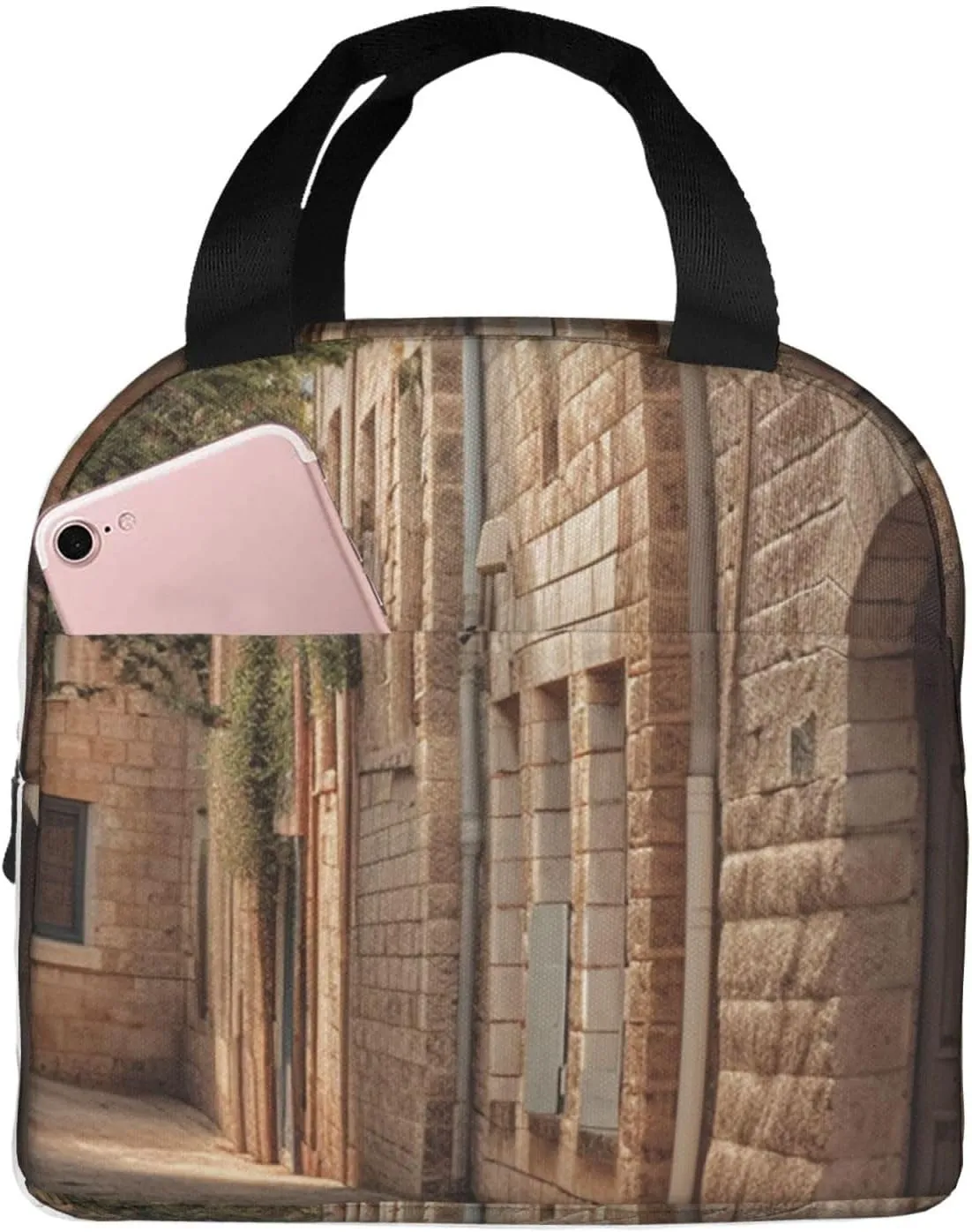 Lunch Bag Lunch Box For Women Men Reusable Insulated Lunch Tote Bag Architecture Streets Houses Leakproof Cooler Bag Portable Cooler Lunch Container For Picnic Travel