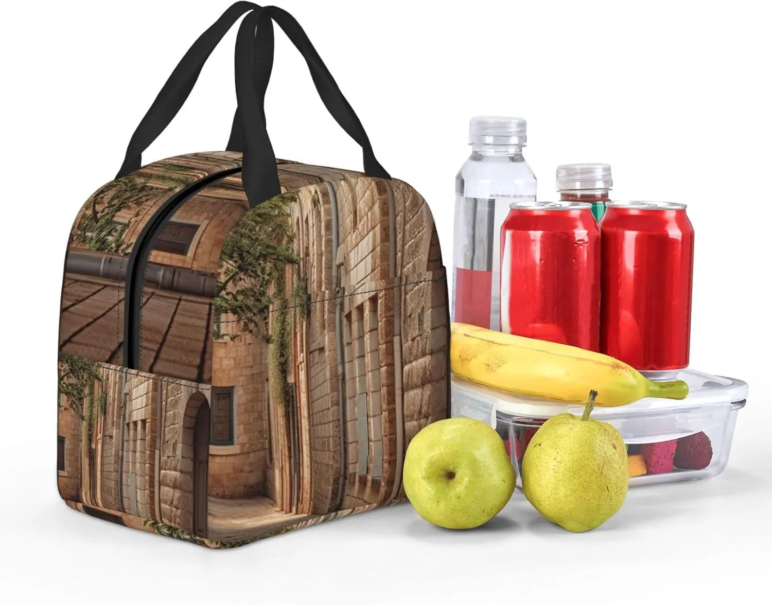 Lunch Bag Lunch Box For Women Men Reusable Insulated Lunch Tote Bag Architecture Streets Houses Leakproof Cooler Bag Portable Cooler Lunch Container For Picnic Travel