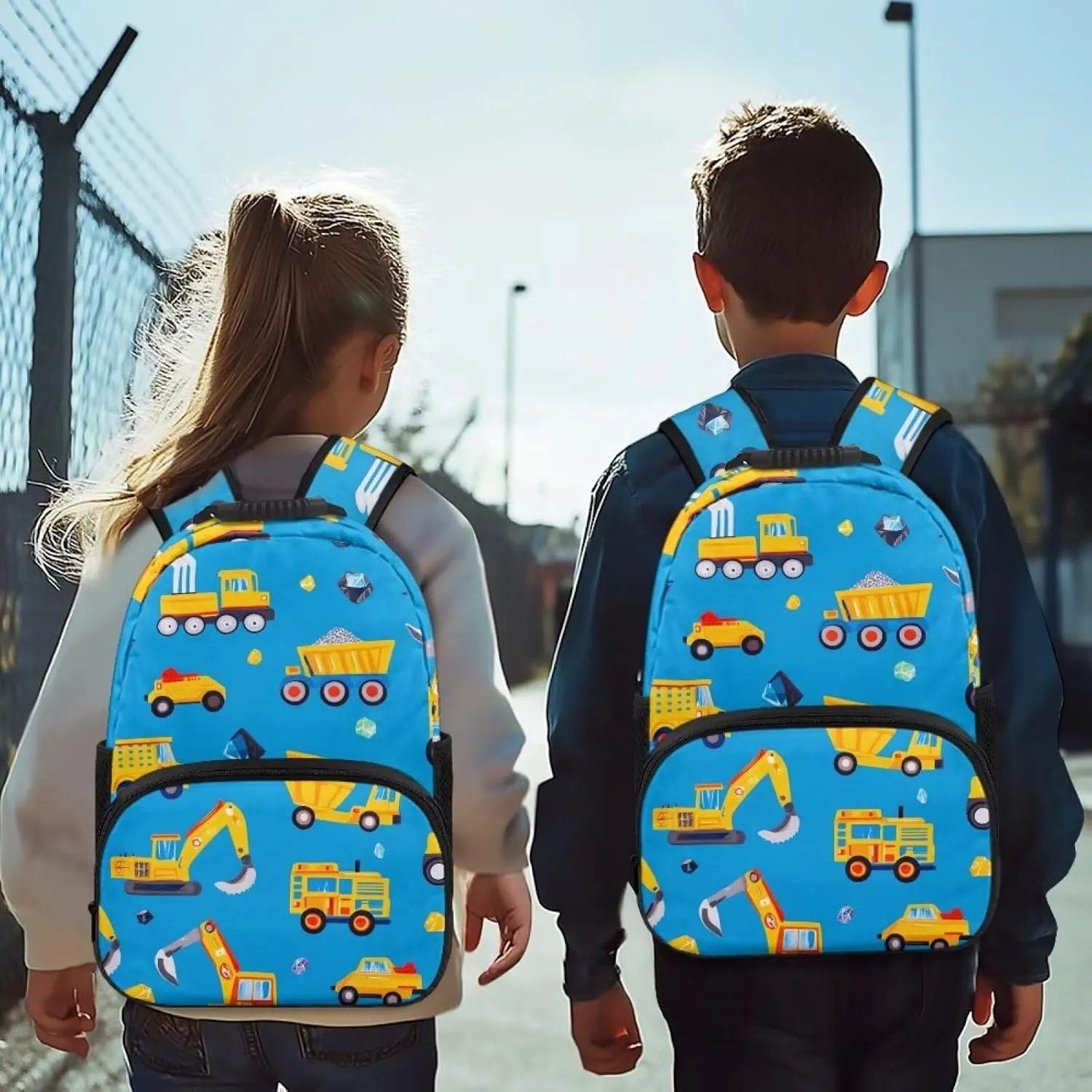 Machineshop Truck Backpack for Boys Lightweight Casual Daypack Backpacks with Water Bottle Pockets for Toddler Kids for Kindergarten Travel Shoulder Bag