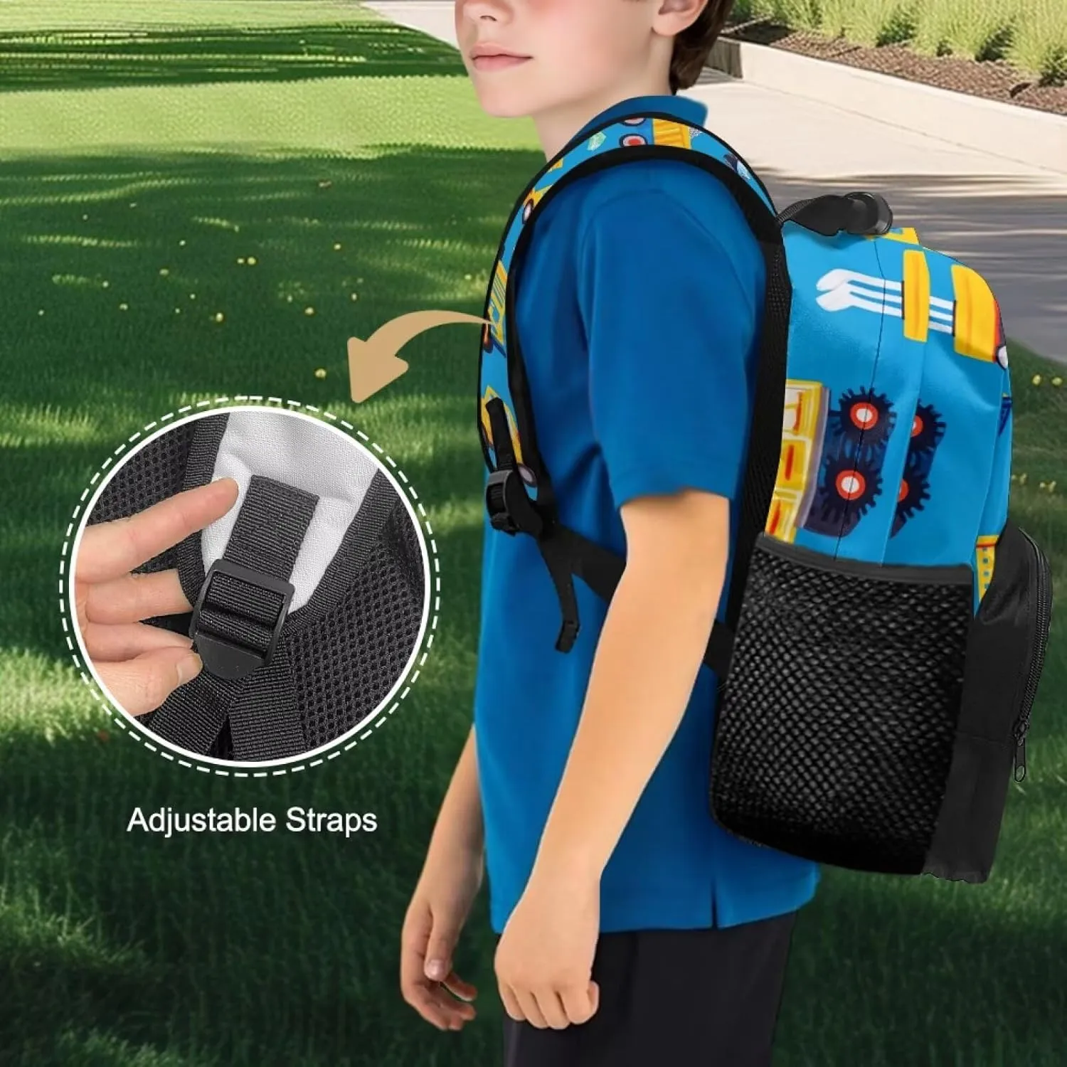 Machineshop Truck Backpack for Boys Lightweight Casual Daypack Backpacks with Water Bottle Pockets for Toddler Kids for Kindergarten Travel Shoulder Bag