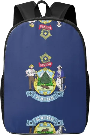 Maine State Flag Print Simple Backpack Lightweight Bag Travel Rucksack Casual Daypack Laptop Backpacks