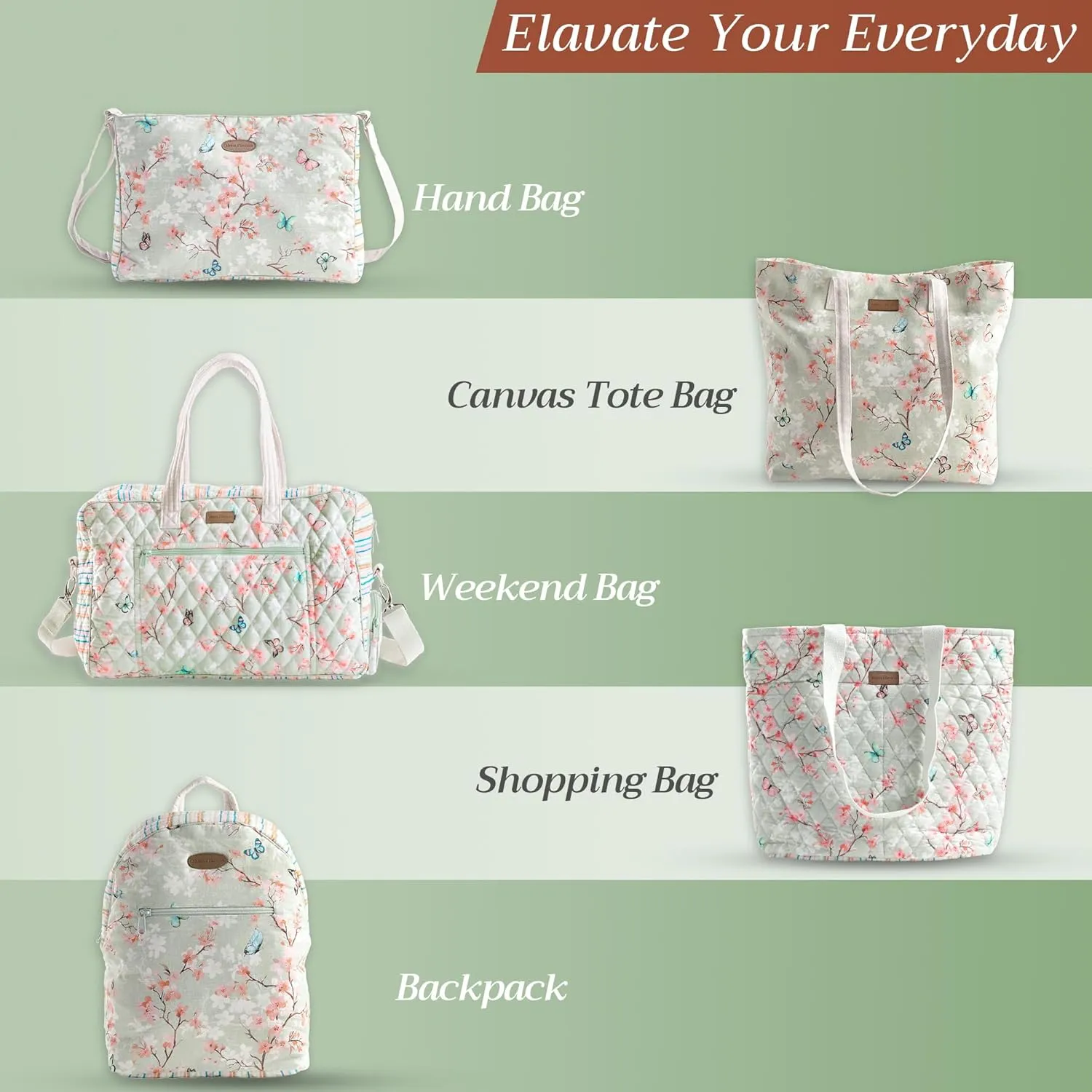 Maison d' Hermine Cross Body Bag Cotton Adjustable Shoulder Strap Hand Bag Tote purse with Zippered & Slip Pockets