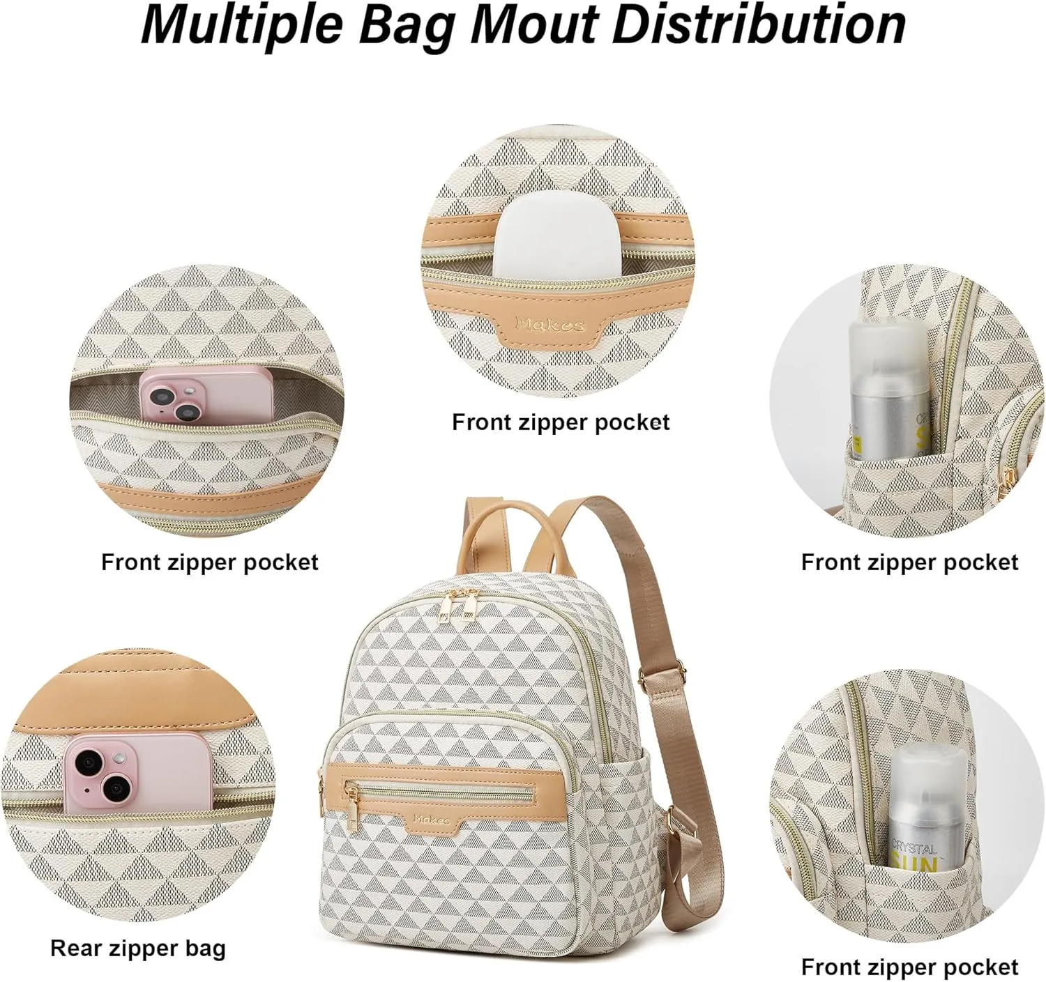 Makes Backpack Purse for Women PU Leather Travel Satchel Handbag Convertible Design Bag with Purse 2 Piece