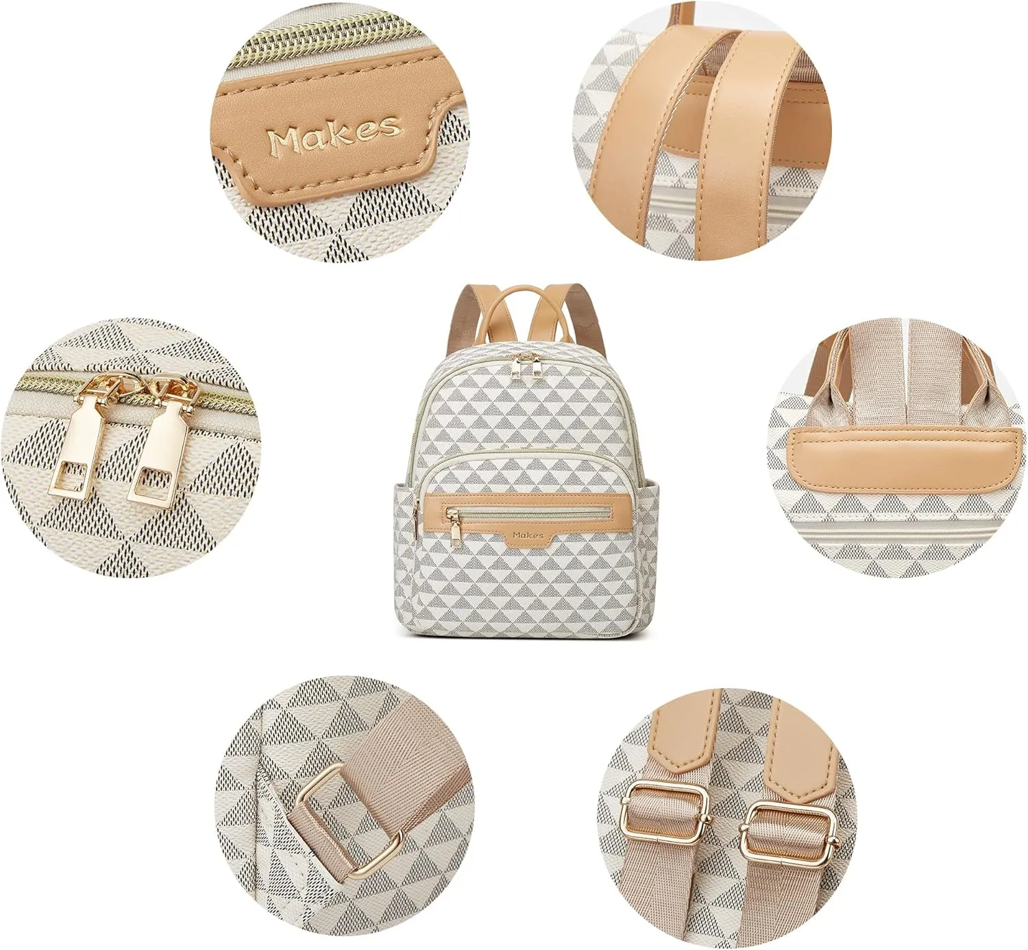 Makes Backpack Purse for Women PU Leather Travel Satchel Handbag Convertible Design Bag with Purse 2 Piece