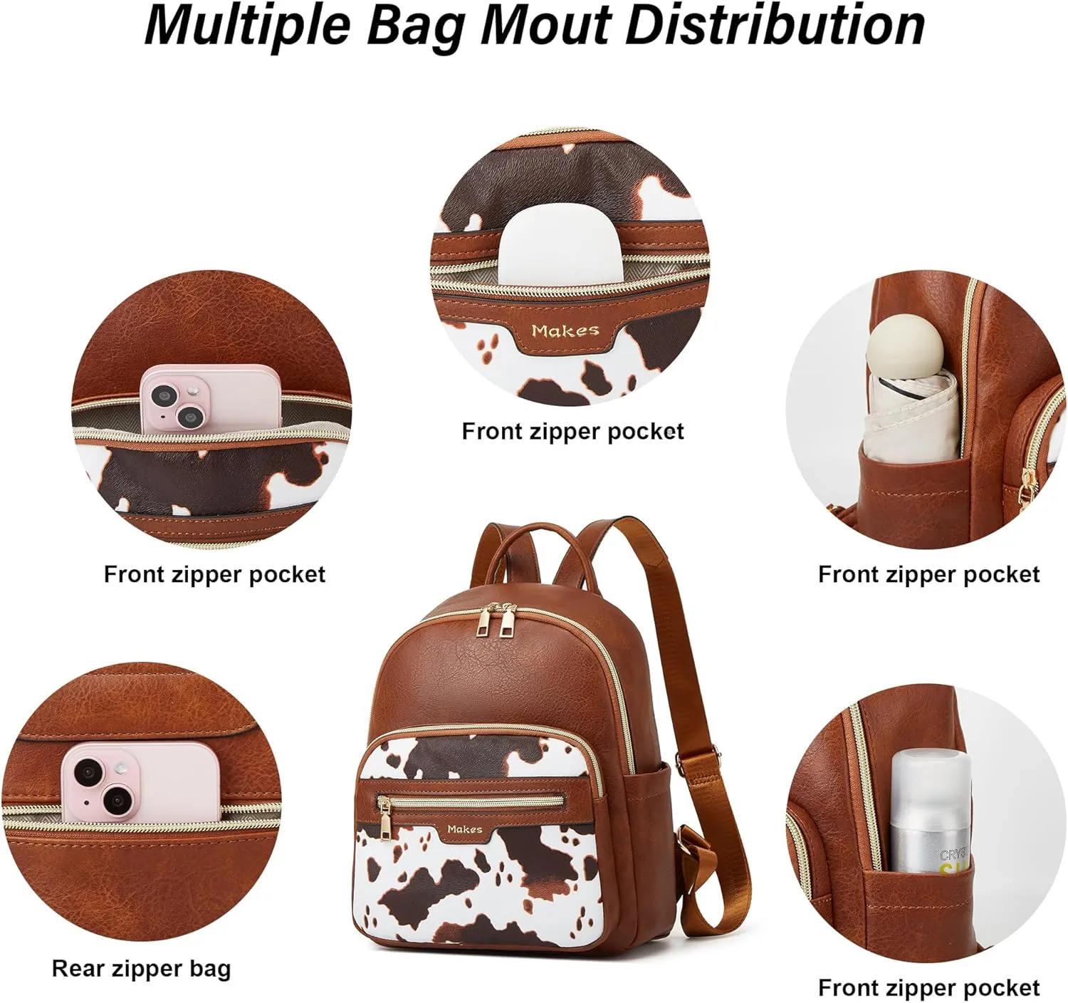 Makes Backpack Purse for Women PU Leather Travel Satchel Handbag Convertible Design Bag with Purse 2 Piece