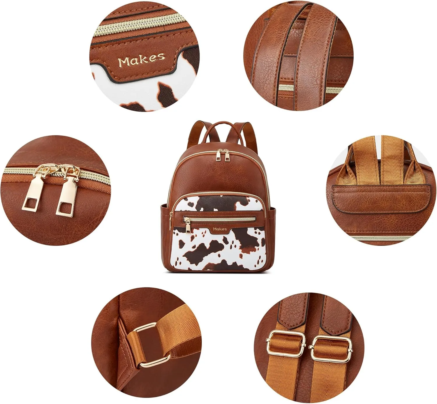 Makes Backpack Purse for Women PU Leather Travel Satchel Handbag Convertible Design Bag with Purse 2 Piece