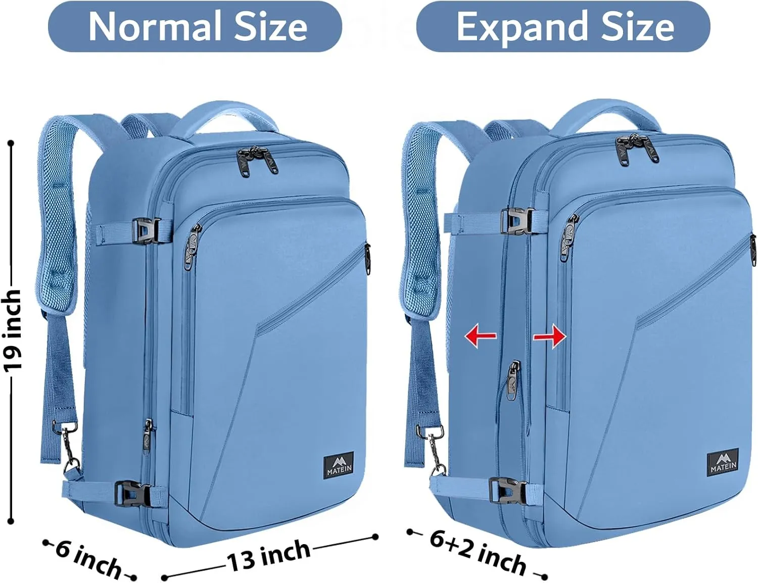 MATEIN Cute Backpack for Women, Nurses Teacher, Expandable Water Resistant Carry on Backpacks for Business Trip, 45L Rucksack for Traveler Outdoor Sports, Gift for Traveling