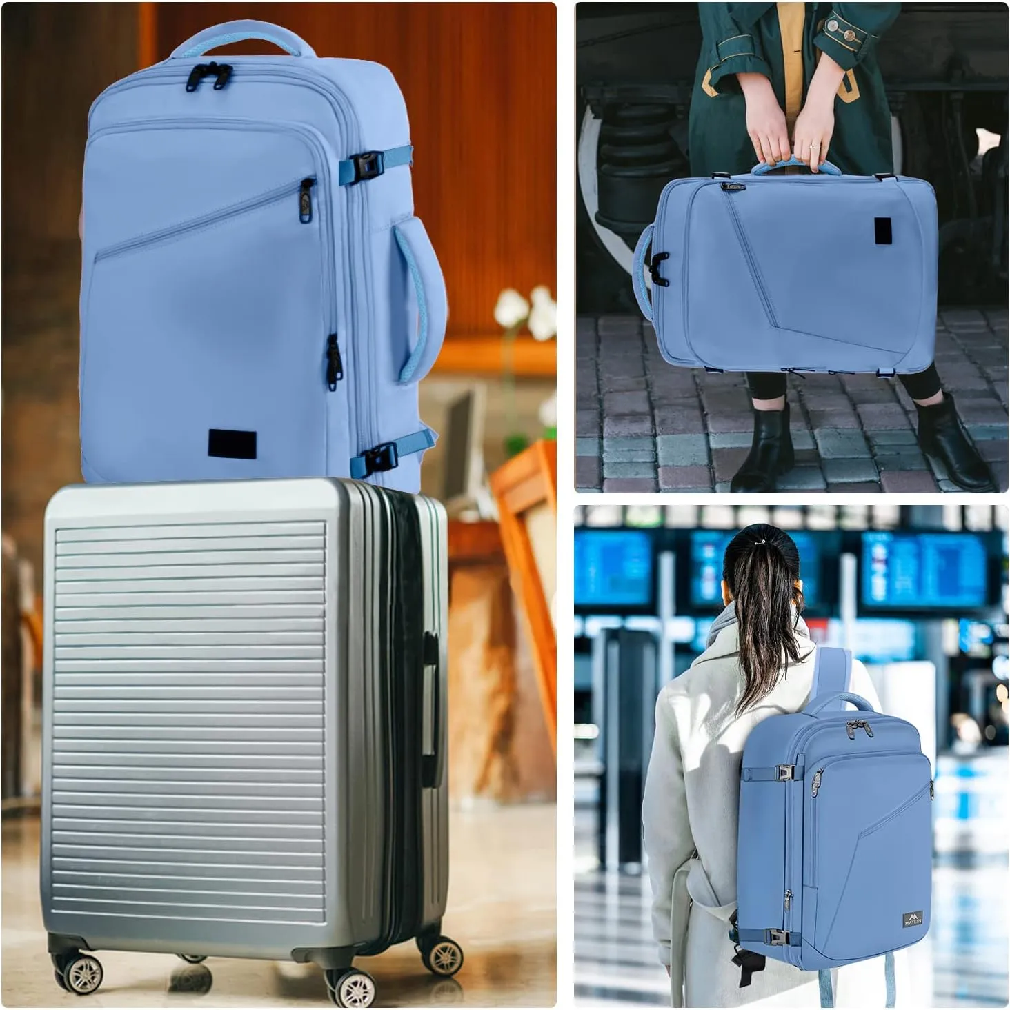 MATEIN Cute Backpack for Women, Nurses Teacher, Expandable Water Resistant Carry on Backpacks for Business Trip, 45L Rucksack for Traveler Outdoor Sports, Gift for Traveling