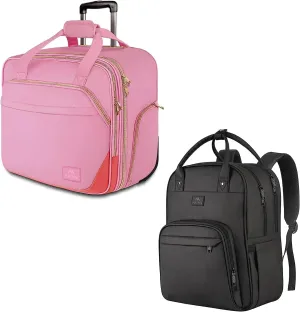 MATEIN Rolling Briefcase for Women, Large Rolling Laptop Bag with Wheels Fits 17 Inch Notebook Gifts, Water Resistant Laptop Backpacks with Removable Organizer, Medical Clinical College Computer Bag