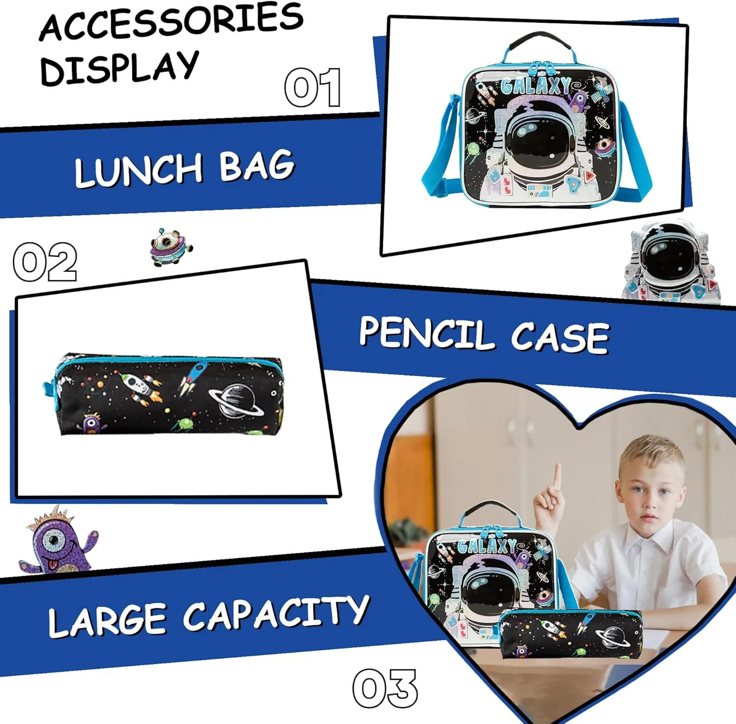 Meetbelify Kids Rolling Backpack with Wheels for Boys Rolling Backpacks with Lunch Box for Elementary School Students 3 in 1 Travel Luggage Suitcase for Boys Age 8-10