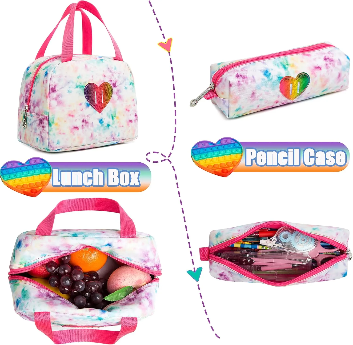 Meetbelify Rolling Backpack for Girls Wheels Backpacks for Elementary Student Kids Wheeled Trolley Trip Luggage for Teen Girls with Lunch Box Pencil Case